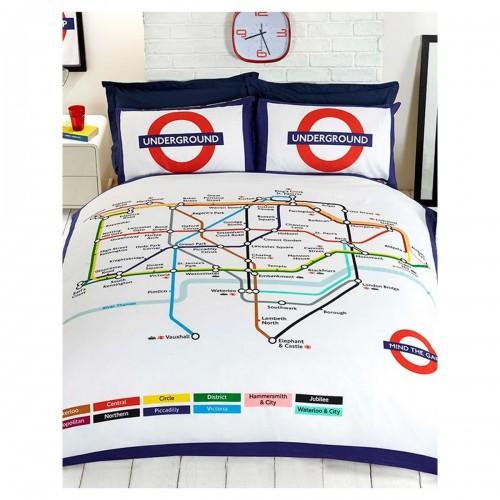 Report Tube Map Bettbezug-Set Single weiß von Joom DACH