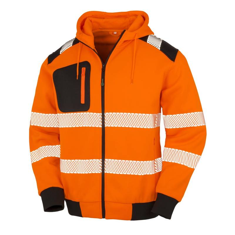 Result Echter Recycelter Herren Robuster Sicherheits-Kapuzenpullover mit Reißverschluss XL fluoreszierende orange von Joom DACH