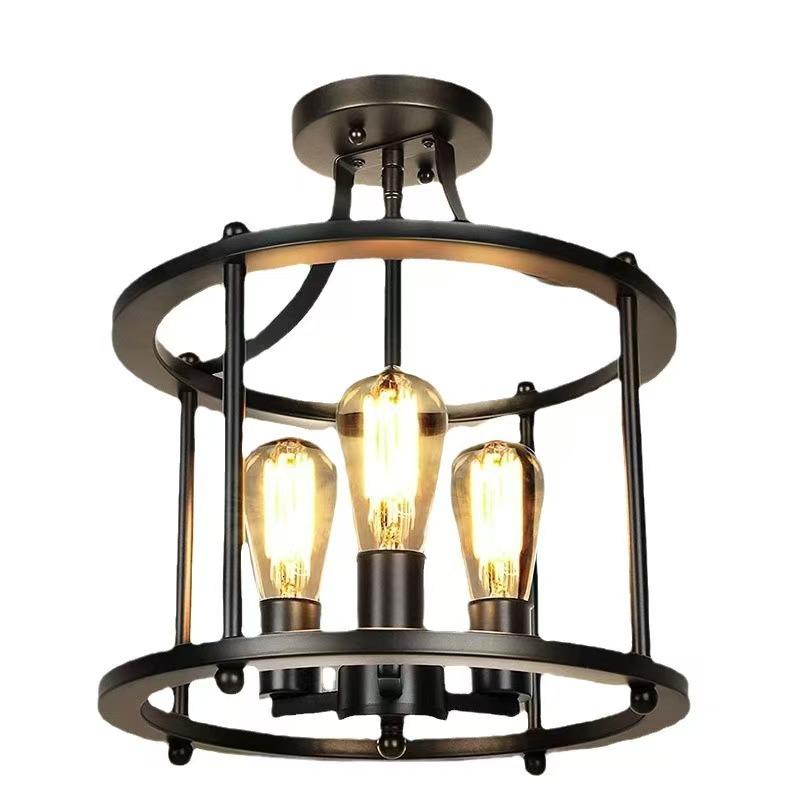 Retro American Vintage Kronleuchter Deckenleuchte Bauernhaus Wohnzimmer Esszimmer Veranda Lampe Küche Tischlampe E14 Deckenleuchte schwarz von Joom DACH