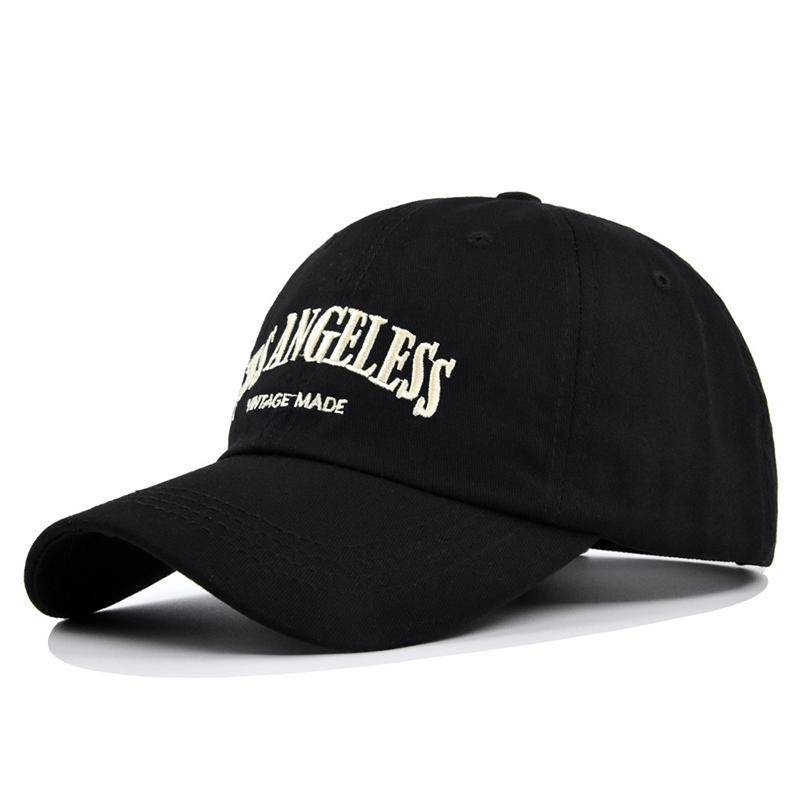 Retro Baumwolle Baseball Cap Männer Frauen Brief Stickerei Hip Hop Hut Unisex Frühling Sommer Einstellbare Hysterese Sport Caps schwarz von Joom DACH
