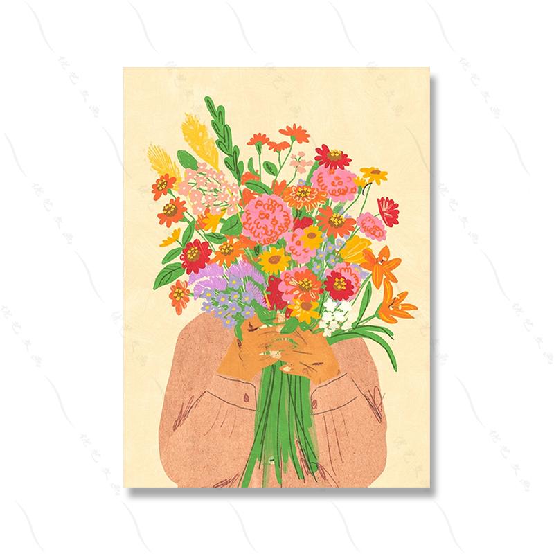 Retro Blau Akt Wandkunst Frauen Mit Liebe Bunte Poster und Drucke Schmetterlinge Wand Dekor Nordisches Wohnzimmer Leinwand Gemälde 50x70cm No Framed von Joom DACH