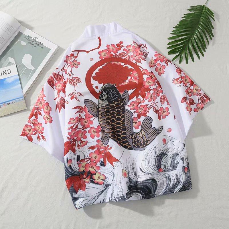 Retro Country Tide Chinesischer Stil Musterdruck Kurzarmhemd Hip-Hop Hipster Paare Männer und Frauen Dünne Hemdjacke Bluse für Männer XL von Joom DACH