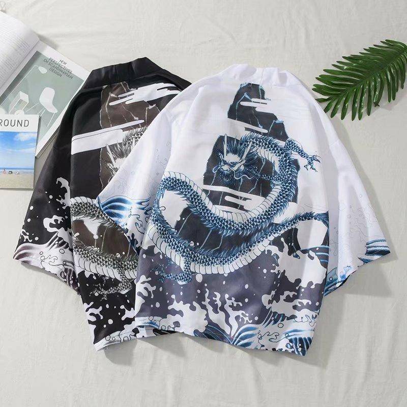 Retro Country Tide Chinesischer Stil Musterdruck Kurzarmhemd Hip-Hop Hipster Paare Männer und Frauen Dünne Hemdjacke Bluse für Männer XXL von Joom DACH