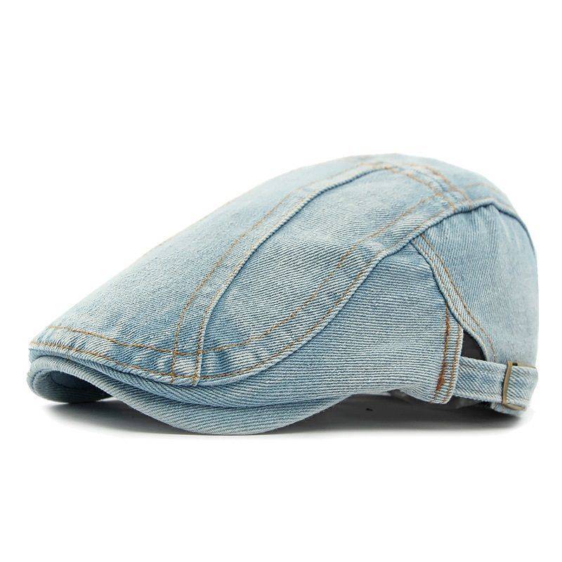 Retro Cowboy Baskenmütze Herren und Damen Frühling und Herbst Sommer Mode Hut Gewaschene Entenzunge Hut Vorwärts Hut One size von Joom DACH