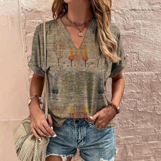 Retro Damen T-Shirt Sommer V-Ausschnitt Kurzarm T-Shirt Lässig Harajuku Streifendruck T-Shirt für Frauen Streetwear Pullover Tops Neu XL Retro Damen T-Shirt Sommer V-Ausschnitt Kurzarm T-Shirt Lässig Harajuku Streifendruck T-Shirt für Frauen Streetwear Pullover Tops Neu XL von Joom DACH