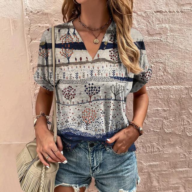 Retro Damen T-Shirt Sommer V-Ausschnitt Kurzarm T-Shirt Lässig Harajuku Streifendruck T-Shirt für Frauen Streetwear Pullover Tops Neu XL Retro Damen T-Shirt Sommer V-Ausschnitt Kurzarm T-Shirt Lässig Harajuku Streifendruck T-Shirt für Frauen Streetwear Pullover Tops Neu XL von Joom DACH