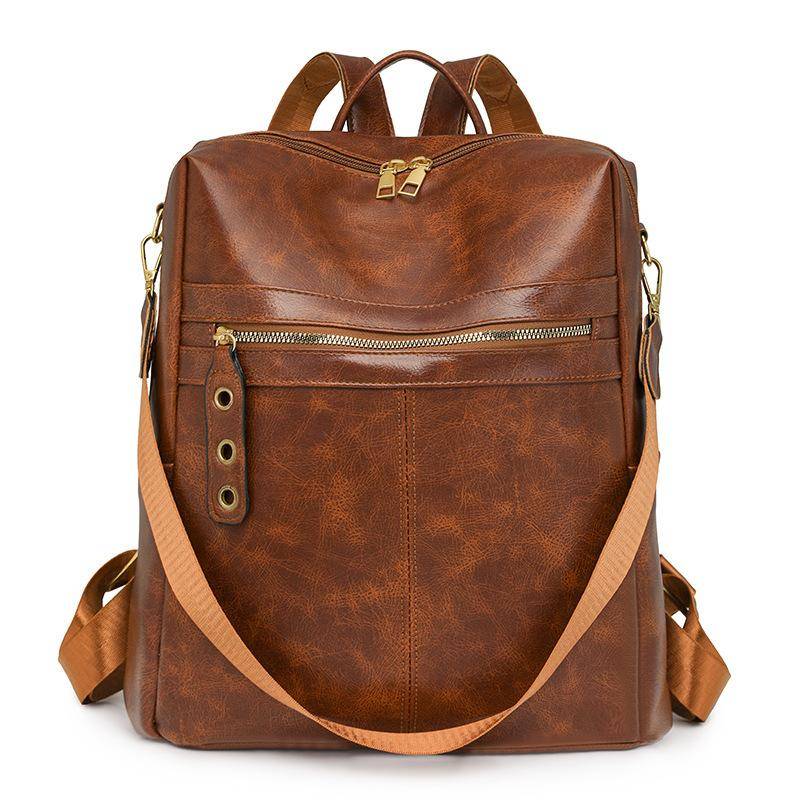 Retro Damen Weiches Leder Multifunktionale Ein-Schulter-Tasche, Schlicht und Vielseitig, Rucksack mit Großer Kapazität braun von Joom DACH