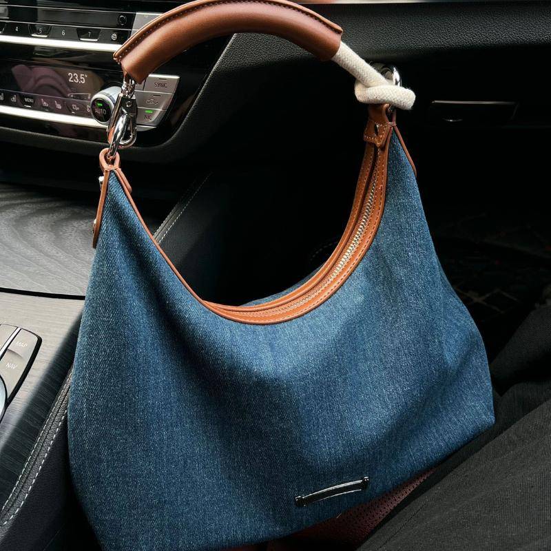 Retro Denim Tote Bag Weibliche High-End Nische Unterarm Tasche Schulter Messenger Bag One Size blau von Joom DACH