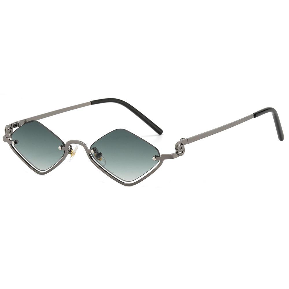 Retro Diamantförmige Damen Sonnenbrille Metall Klein Halbrahmen Sonnenbrille Schmal Hip Hop Vintage Shades Für Damen & Herren von Joom DACH