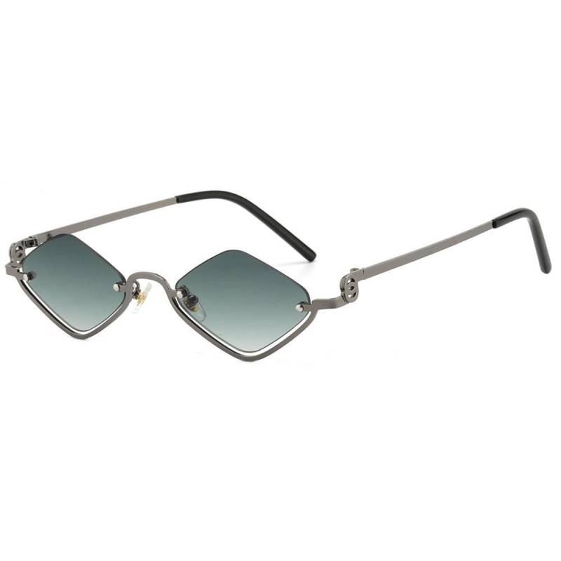 Retro Diamantförmige Damen Sonnenbrille Metall Klein Halbrahmen Sonnenbrille Schmal Hip Hop Vintage Shades Für Damen & Herren von Joom DACH