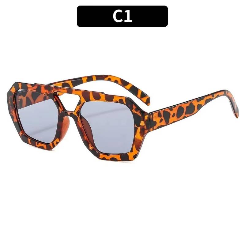 Retro Doppelstege Damen Sonnenbrillen Großer Rahmen Leopard Braun Farbverlauf Brillen Mode Luxus Designer Sonnenbrillen Herren Shades von Joom DACH