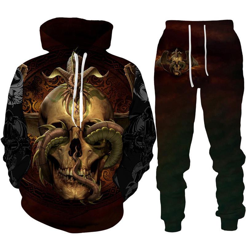Retro Dragon Tattoo 3D-Druck Herren Damen Trainingsanzug-Sets Casual Hoodie + Hose 2-teiliges Set Übergroßes Sweatshirt Mode Herrenbekleidung 6XL von Joom DACH