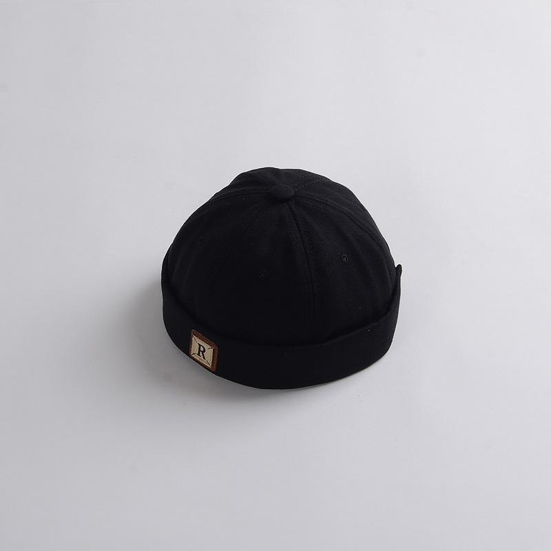 Retro Einfarbig Baby Docker Cap Frühling Sommer Weiche Baumwolle Brimless Beanie Hut Für Mädchen Junge Kinder Kinder Vermieter Caps motorhaube schwarz von Joom DACH