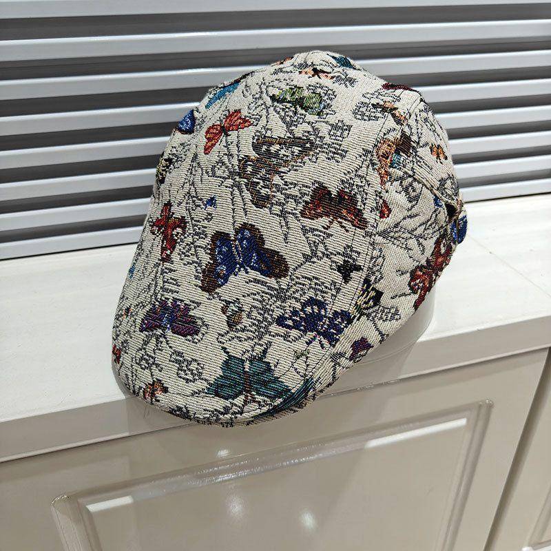 Retro Forward Hut Herren- und Damen Zungenhut Mode Jacquard Frühling und Herbst Große Kopf Baskenmütze One size weiß von Joom DACH