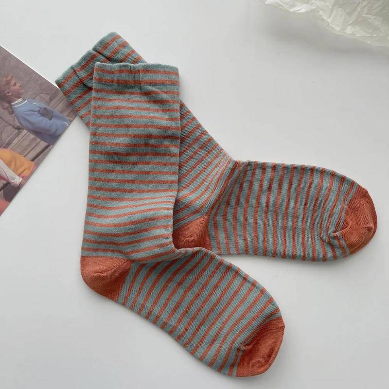 Retro Gestreiften Socken Frauen Mitte Rohr Socken Frühling Herbst Koreanische Japanischen Strümpfe braun von Joom DACH