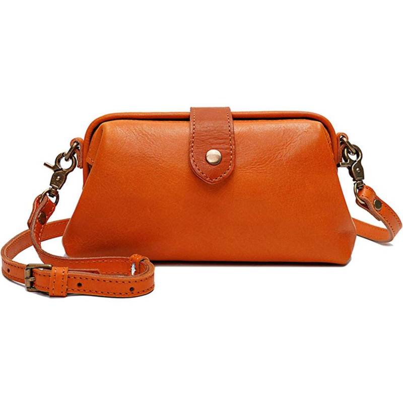 Retro Handgefertigte Arzttasche Umhängetasche Damen Vintage Stil Leder Umhänge-Schultertasche braun von Joom DACH