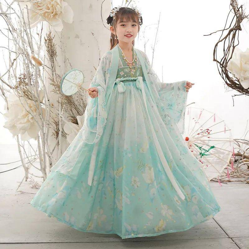 Retro Hanfu Kinder Mädchen Kleid Imitation Tang Dynastie Mädchen Kleid 140 von Joom DACH