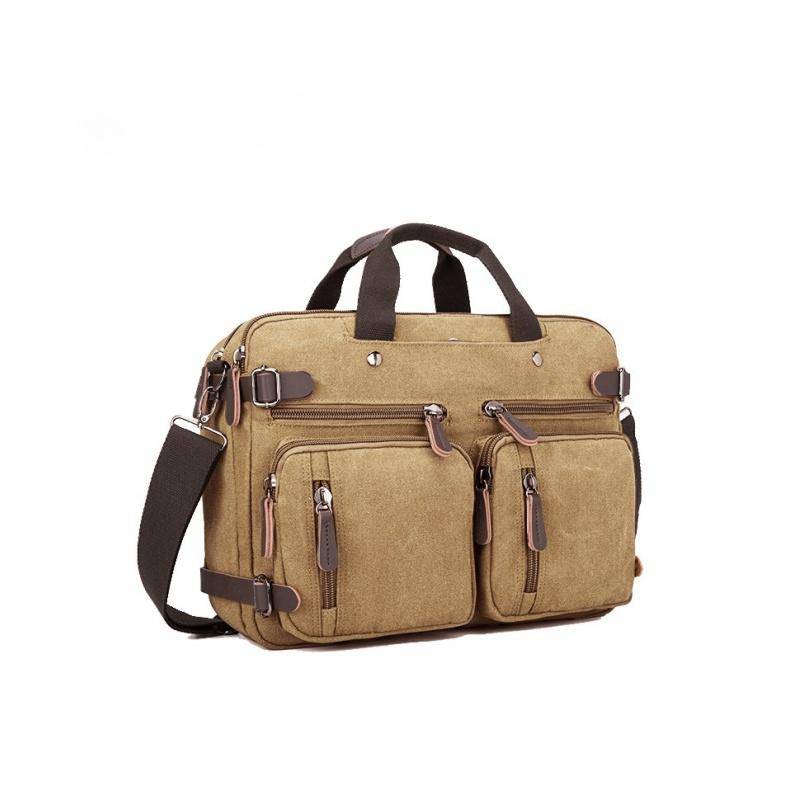Retro Herren Business Aktentasche Einfache einfarbige Umhängetasche Freizeit Reisetasche Multifunktionale Canvas Tasche Kann Einzel- und Doppelschulter getragen werden 15 inches von Joom DACH