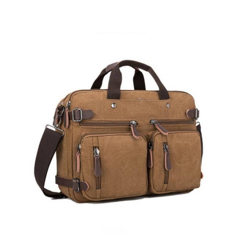 Retro Herren Business Aktentasche Einfache einfarbige Umhängetasche Freizeit Reisetasche Multifunktionale Canvas Tasche Kann Einzel- und Doppelschulter getragen werden 15 inches von Joom DACH