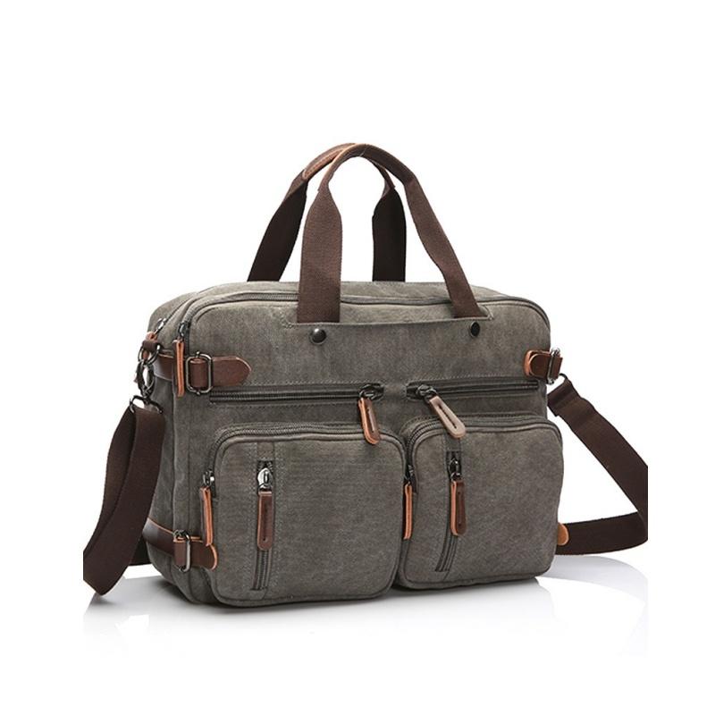 Retro Herren Business Aktentasche Einfache einfarbige Umhängetasche Freizeit Reisetasche Multifunktionale Canvas Tasche Kann Einzel- und Doppelschulter getragen werden 15 inches grau von Joom DACH