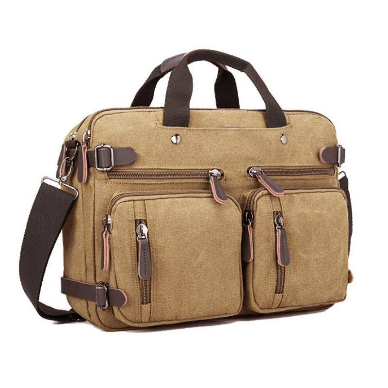 Retro Herren Business Aktentasche Einfache einfarbige Umhängetasche Freizeit Reisetasche Multifunktionale Canvas Tasche Kann Einzel- und Doppelschulter getragen werden 17 inches von Joom DACH
