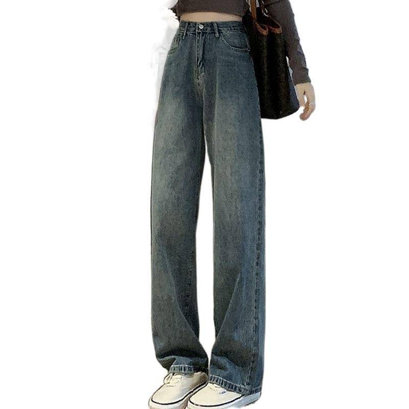 Retro High-Waisted und Dünne Straight Jeans Damen Frühling und Herbst Locker Kleine Mopping-Hose XXL von Joom DACH