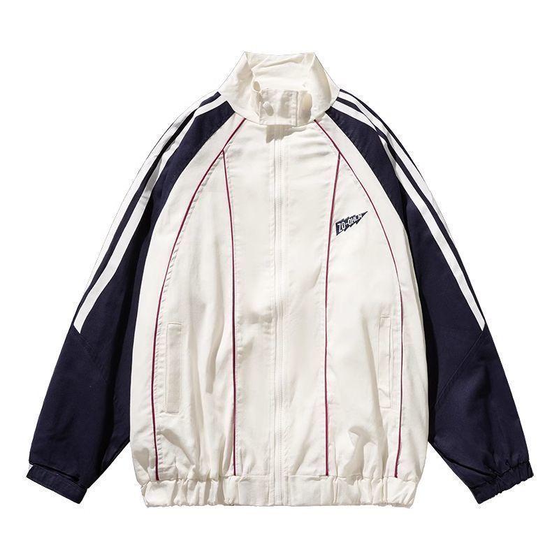 Retro Hip-Hop Stehkragenjacken für Männer und Frauen, Herbst Casual Loose, Vielseitige Mäntel für Paare und Studenten M von Joom DACH