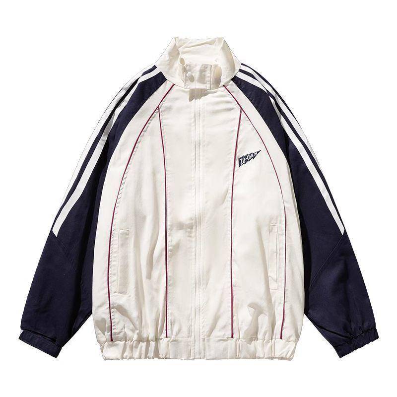 Retro Hip-Hop Stehkragenjacken für Männer und Frauen, Herbst Casual Loose, Vielseitige Mäntel für Paare und Studenten M von Joom DACH