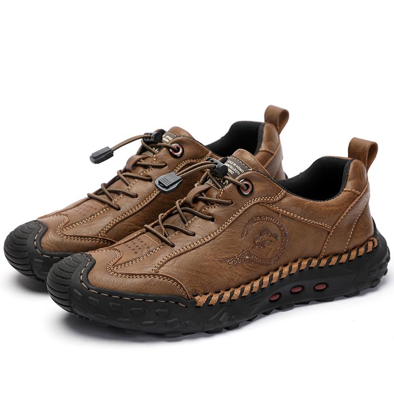 Retro-Kuh-Leder-Schuhe für Herren, handgefertigt, lässige Lederschuhe, Mokassins, flache Schuhe für Herren 42 braun von Joom DACH