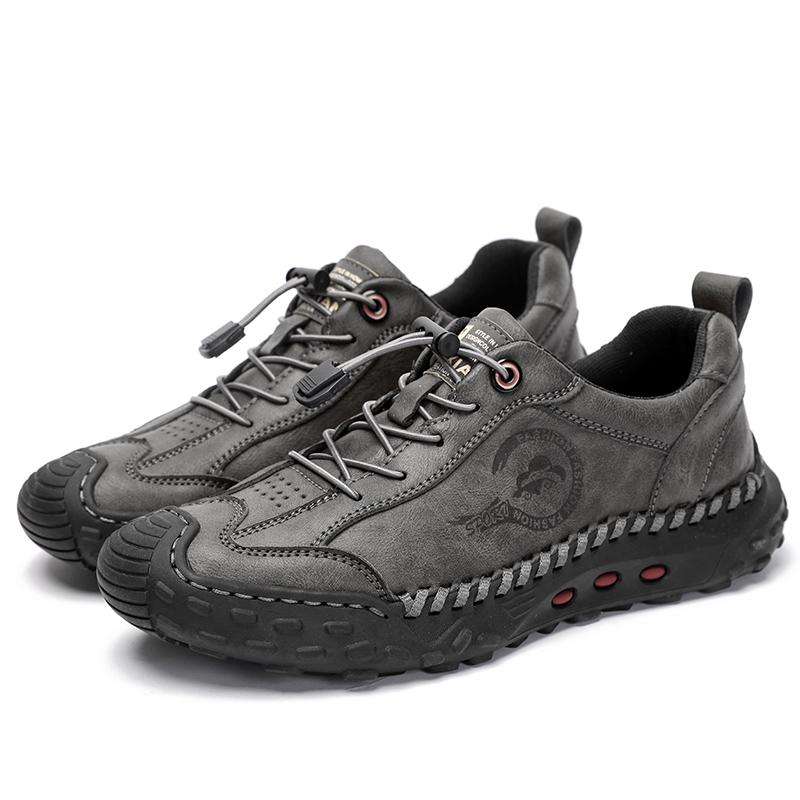 Retro-Kuh-Leder-Schuhe für Herren, handgefertigt, lässige Lederschuhe, Mokassins, flache Schuhe für Herren 44 graue von Joom DACH