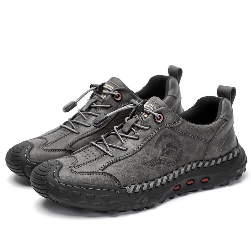 Retro-Kuh-Leder-Schuhe für Herren, handgefertigt, lässige Lederschuhe, Mokassins, flache Schuhe für Herren 44 graue von Joom DACH