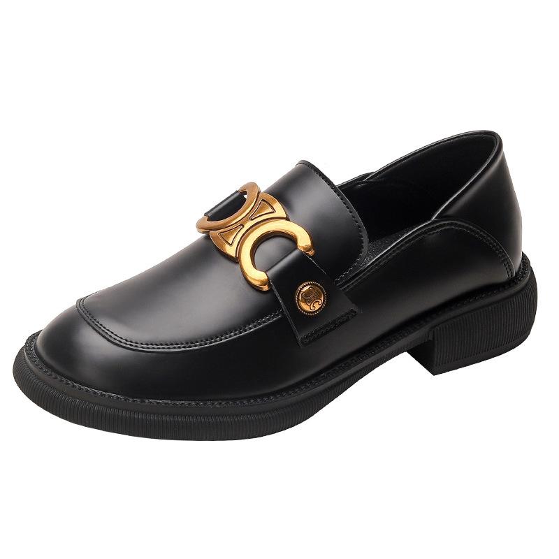 Retro Loafers im britischen Stil für Damen, dicker Absatz, schwarze Slipper, kleine Lederschuhe für Damen 40 von Joom DACH
