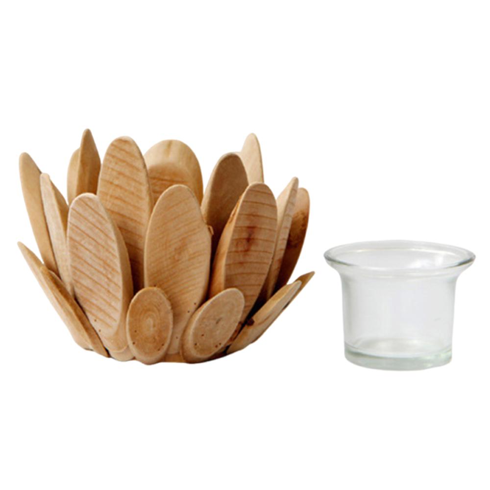 Retro Lotusform Kerzenständer Romantische Kerzenständer Hölzerner Blütenblatt Kerzenhalter Heimzimmerdeko braun von Joom DACH