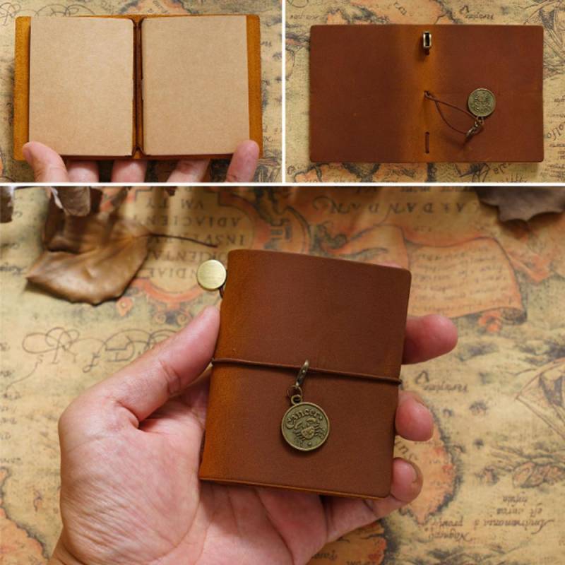 Retro Mini Traveler es Notebook Planer Echtleder Mini Notizbücher Journal Handgemachtes Tagebuch Skizzenbuch Planer Briefpapier blau von Joom DACH