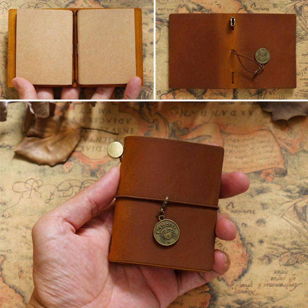 Retro Mini Traveler es Notebook Planer Echtleder Mini Notizbücher Journal Handgemachtes Tagebuch Skizzenbuch Planer Briefpapier kaffeebraun von Joom DACH