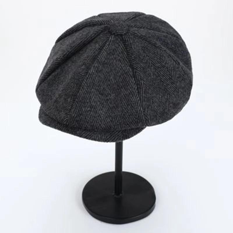 Retro Newsboy Caps Männer Achteckige Hüte Britischen Maler Hut Herbst Winter Fischgräten Flache Kappe Hip Hop Berets Gorras XL dunkelgrau von Joom DACH