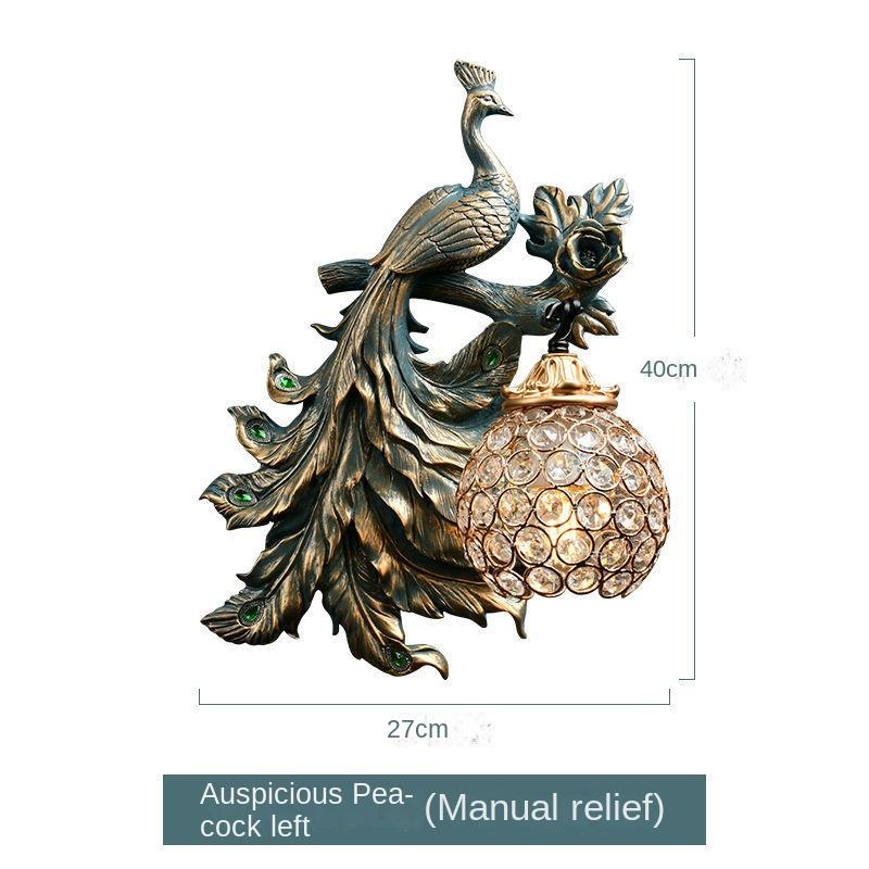 Retro Pfau Wandleuchte Wohnzimmer Schlafzimmer Bedhead Hintergrund Wand kreative Dekoration Wandleuchte the left von Joom DACH