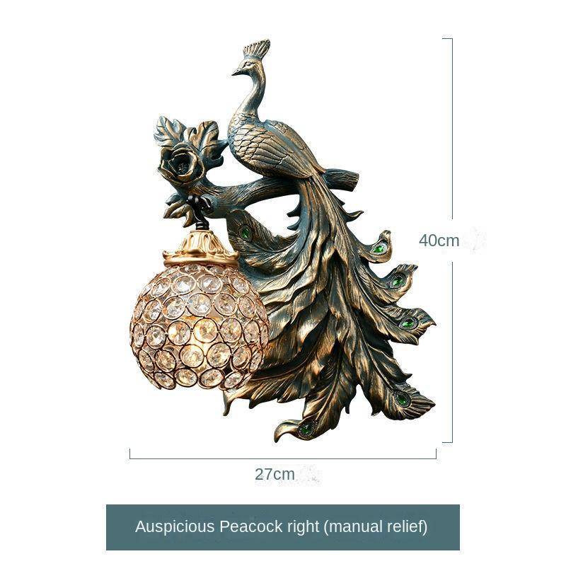 Retro Pfau Wandleuchte Wohnzimmer Schlafzimmer Bedhead Hintergrund Wand kreative Dekoration Wandleuchte the right side von Joom DACH