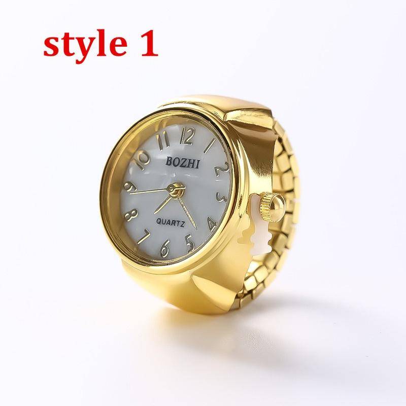 Retro Punk Quarz Finger Uhr Ring für Frauen Männer Paar Ringe Digitaluhren Elastische Dehnbare Finger Band Ringe Uhr style 1 von Joom DACH