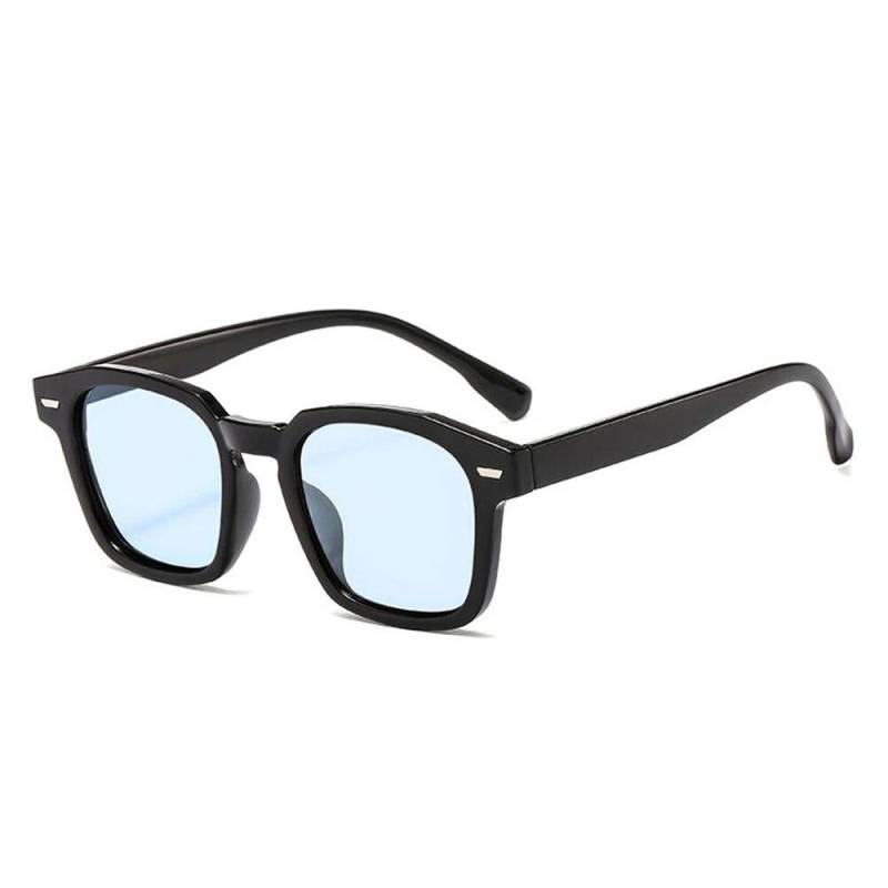 Retro Quadratische transparente Sonnenbrille mit schwarzem Rahmen für Damen und Herren, bunte Gläser, coole Sonnenbrille, vielseitige Retro-Schutzbrille von Joom DACH