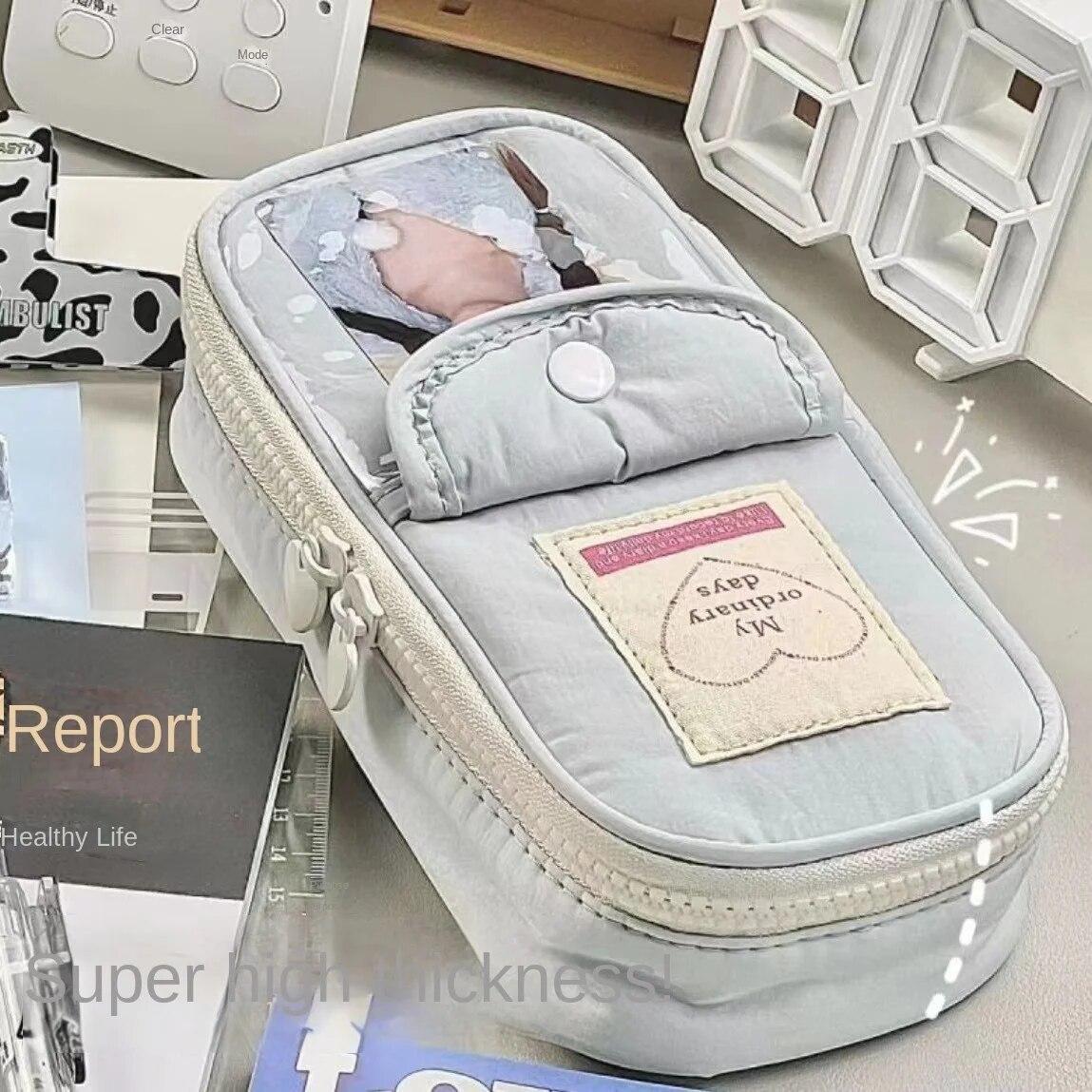 Retro-Reise-Organizer-Tasche, Einfachheit, blaue Serie, Kosmetiktasche, Herz-Reißverschluss, Federmäppchen mit hoher Kapazität Retro-Reise-Organizer-Tasche, Einfachheit, blaue Serie, Kosmetiktasche, Herz-Reißverschluss, Federmäppchen mit hoher Kapazität von Joom DACH