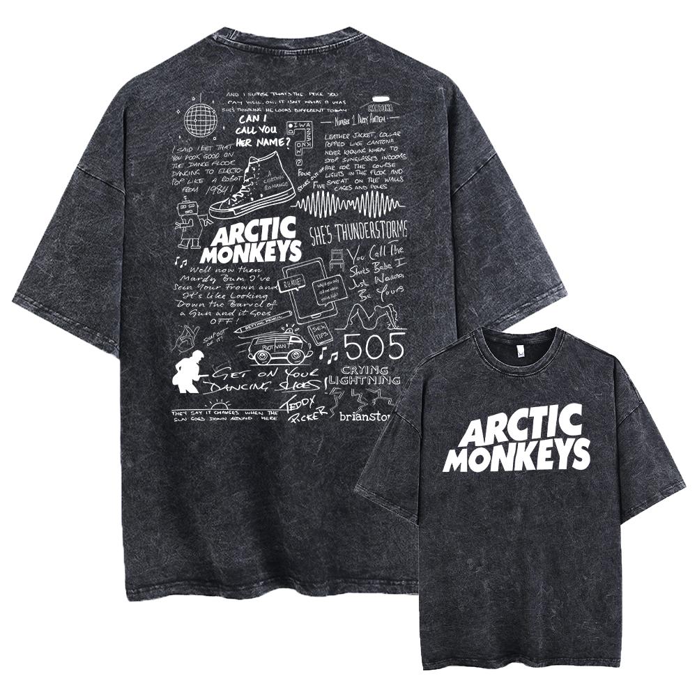 Retro Rock Arctic Monkeys Musikalbum Grafik T-Shirt Herren Vintage Washed Oversized Kurzarm T-Shirt Y2k Hip Hop Streetwear L von Joom DACH