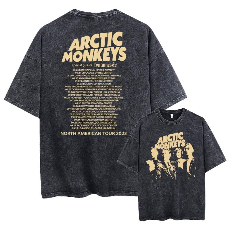 Retro Rock Arctic Monkeys Musikalbum Grafik T-Shirt Herren Vintage Washed Oversized Kurzarm T-Shirt Y2k Hip Hop Streetwear M von Joom DACH