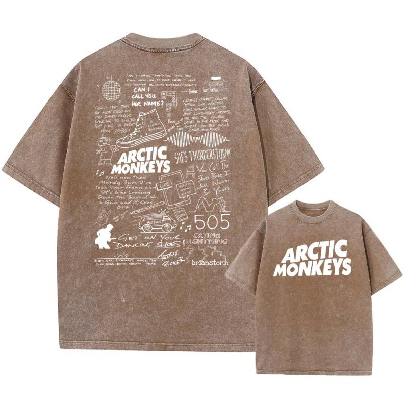 Retro Rock Arctic Monkeys Musikalbum Grafik T-Shirt Herren Vintage Washed Oversized Kurzarm T-Shirt Y2k Hip Hop Streetwear S von Joom DACH