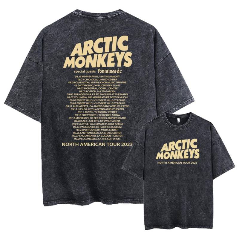 Retro Rock Arctic Monkeys Musikalbum Grafik T-Shirt Herren Vintage Washed Oversized Kurzarm T-Shirt Y2k Hip Hop Streetwear XL von Joom DACH