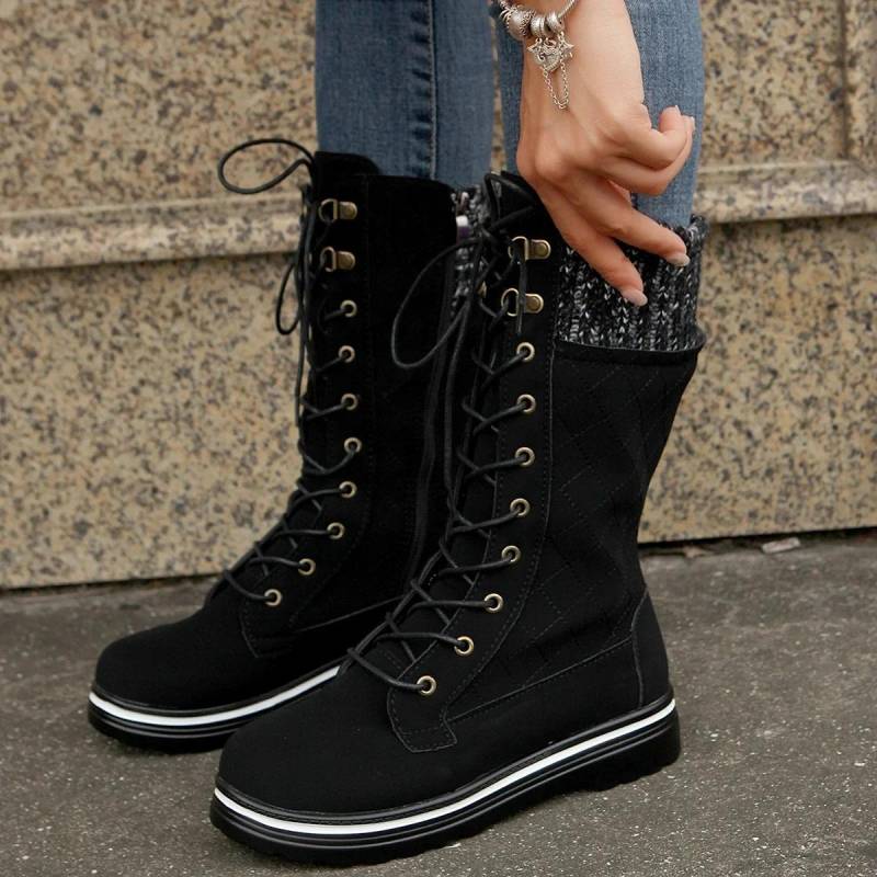 Retro Rom Damen Schuhe Winter Neue Lila Mid-waden Stiefel Outdoor Casual Zipper Stiefel Botas Altas Plataforma Mujer 36 schwarz von Joom DACH