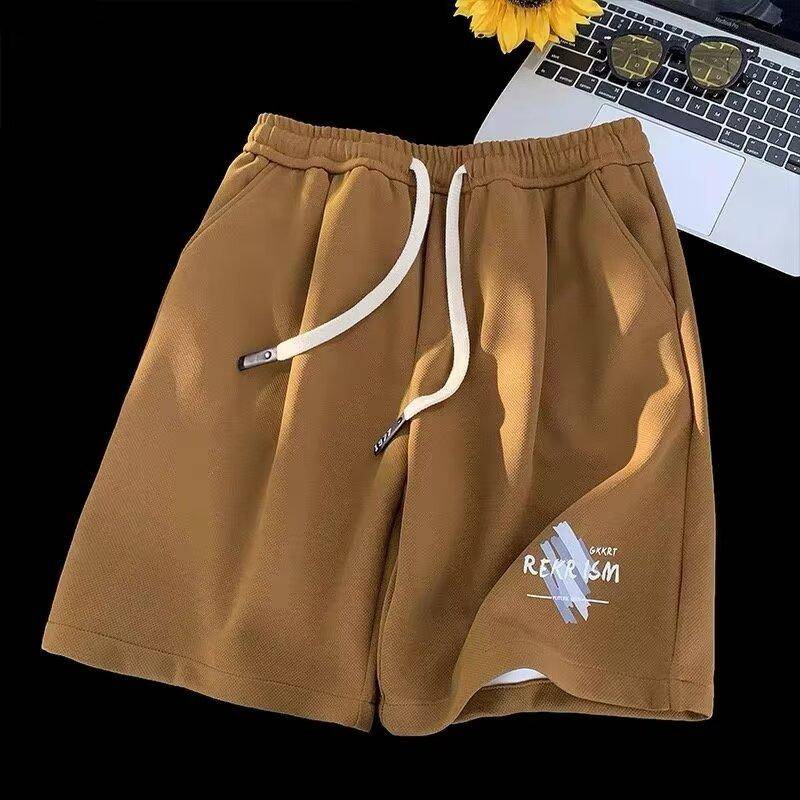 Retro Schlichte Shorts Herren Sommer Teenager Vielseitiger Druck Locker Lässig Mitte Hose One size von Joom DACH