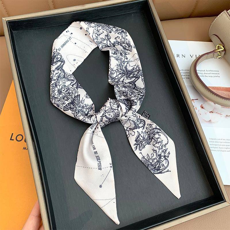 Retro Seidenschal: Vielseitiges Haar-, Stirnband- und Taschenaccessoire für Damen 98x6 cm von Joom DACH