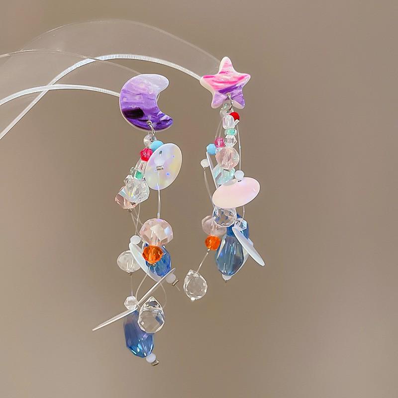 Retro Silbernadel Eingelegte Diamant Kristall Perlen Ohrringe - Luxuriöse Lange Europäische & Amerikanische Stil Ohrringe für Frauen von Joom DACH