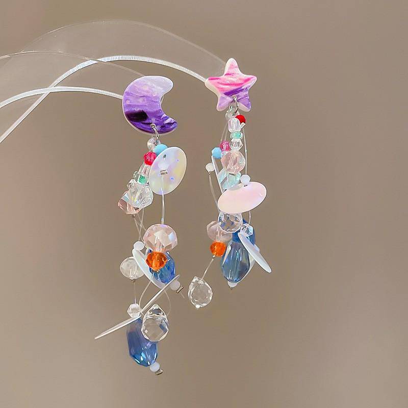 Retro Silbernadel Eingelegte Diamant Kristall Perlen Ohrringe - Luxuriöse Lange Europäische & Amerikanische Stil Ohrringe für Frauen von Joom DACH